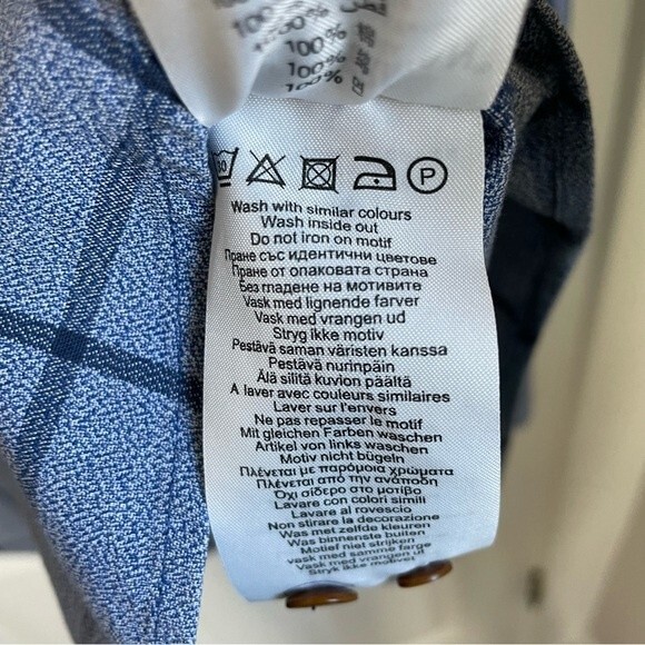 Ben Sherman plaid button down shirt long sleeve blue checkered print - Picture 6 of 8